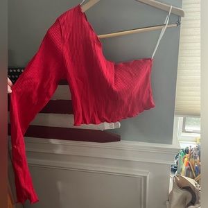 NWT Ribbed One Shoulder Top